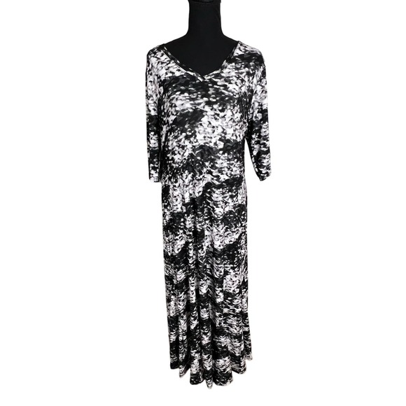 ATTITUDES BY RENEE COMO JEEREY GODET MIDI DRESS BLACK & WHITE  NWT SIZE L TALL - Picture 2 of 6